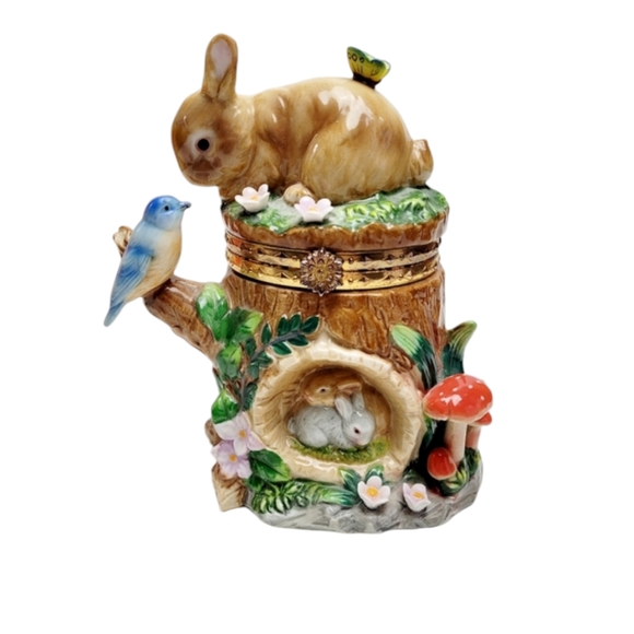 CWC | Accents | Cwc Porcelain Bunny Rabbit Hinged Keepsake Trinket Box ...